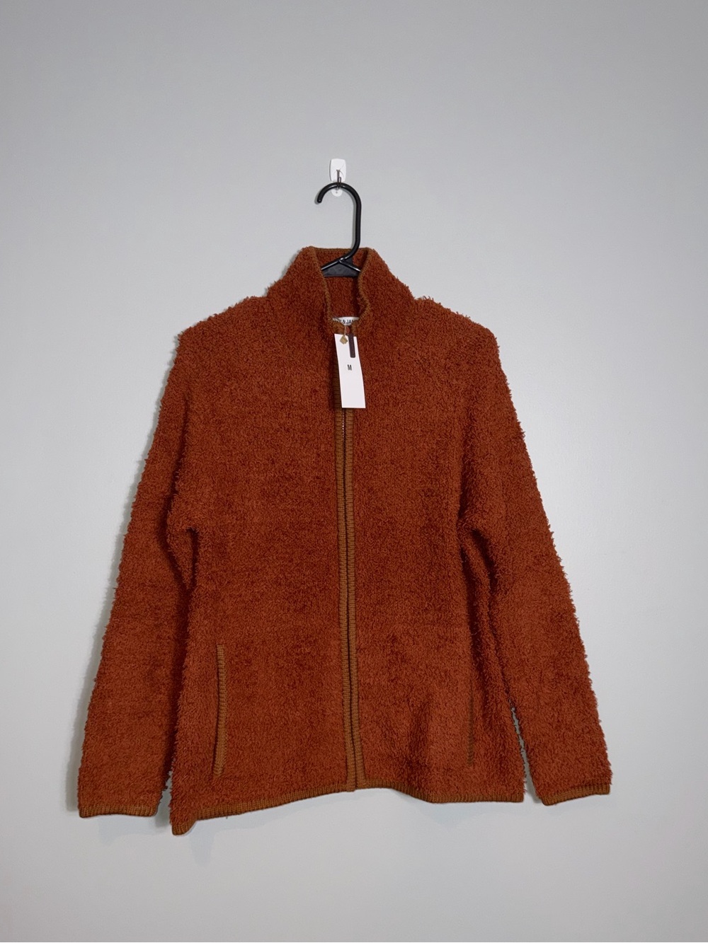 Rust Caramel Cozy Textured burnt Orange zipup jacket
